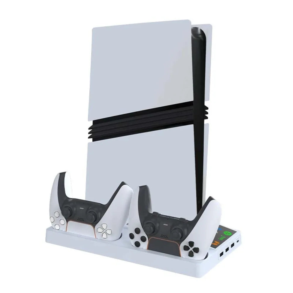 Gardez votre PS5 Pro au frais ! Base de Refroidissement & Station de Charge Double Manette – Support Vertical avec Ventilateur Silencieux