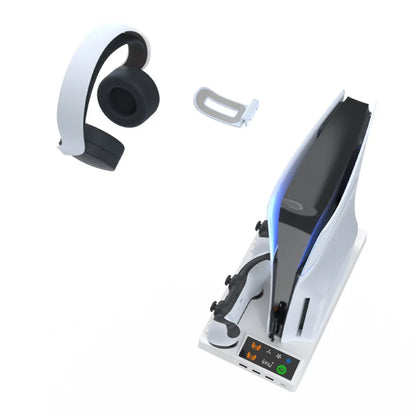 Gardez votre PS5 Pro au frais ! Base de Refroidissement & Station de Charge Double Manette – Support Vertical avec Ventilateur Silencieux