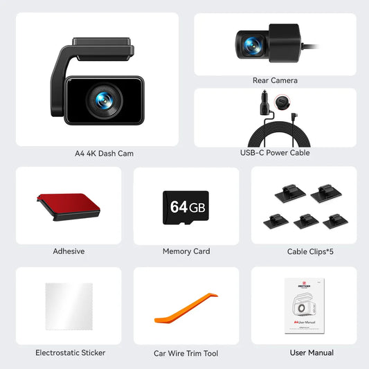 REDTIGER  Dash Camera Front and Rear 4k