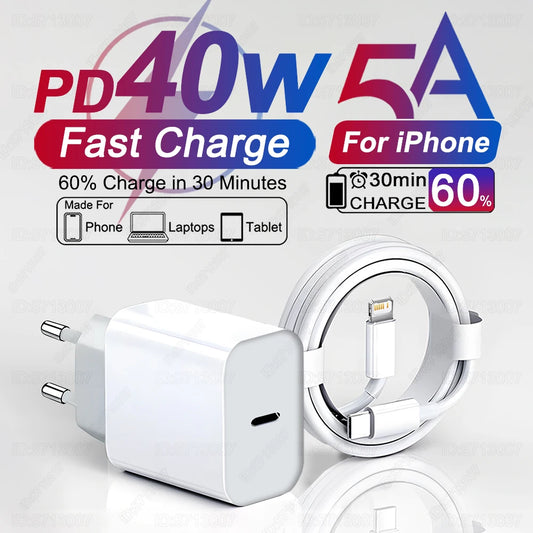 40W For iPhone Charger USB Type C