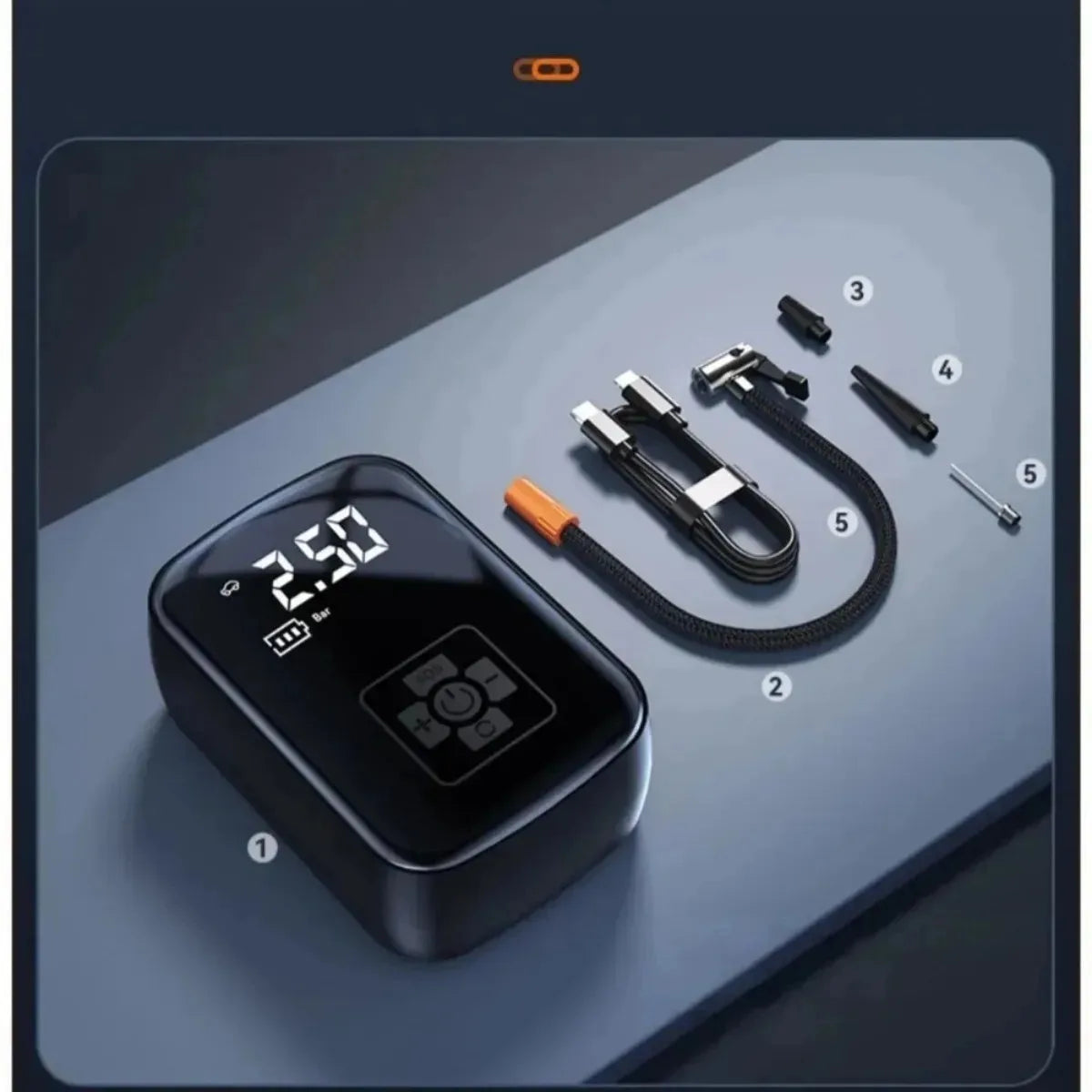 Compresseur d'Air Portable Électrique-
Pompe Gonfleur Voiture & Vélo Haute Pression